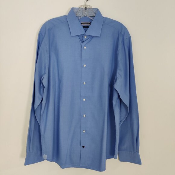 Tommy Hilfiger Men's Button Down Shirt Fitted Tailored Size XL Cotton - Picture 1 of 8